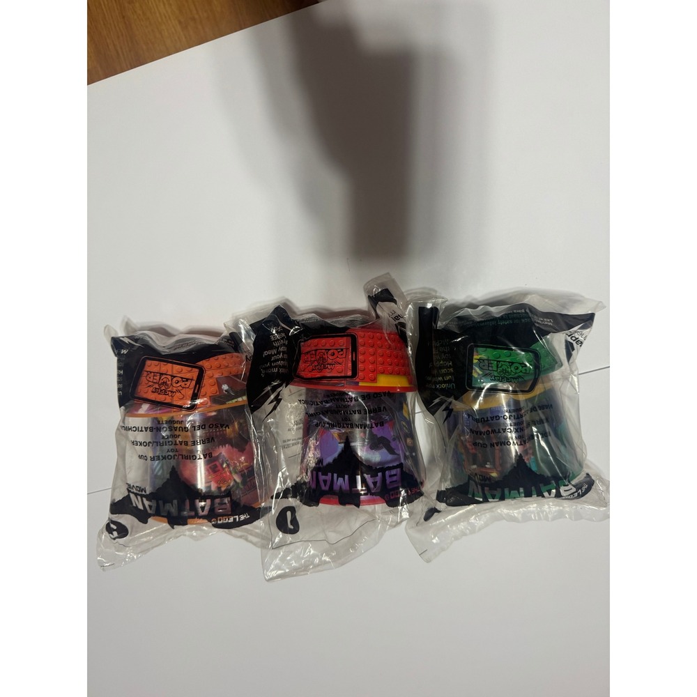 Lot of 3 The LEGO Batman Movie McDonald's Happy Meal Cups 2017 Sealed